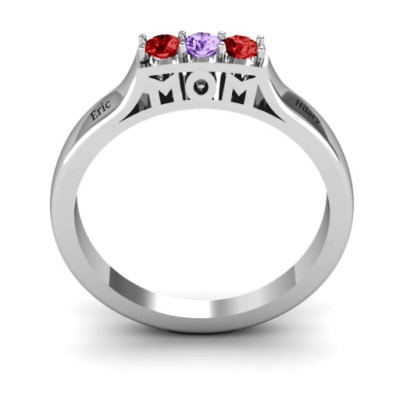 Triple Round Stone MOM Personalised Ring  - AMAZINGNECKLACE.COM