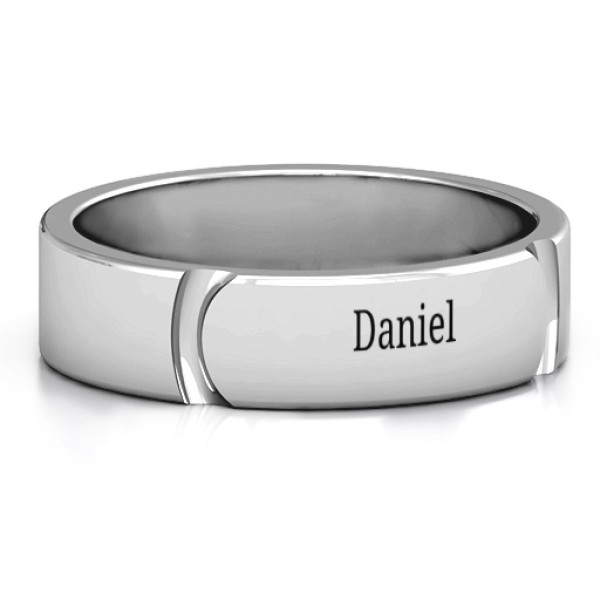 Tungsten Lysander Curved Groove Men's Personalised Ring - AMAZINGNECKLACE.COM