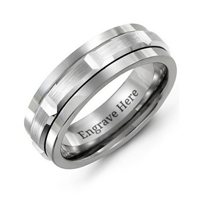 Tungsten Men's Polished Centre Tungsten Band Personalised Ring - AMAZINGNECKLACE.COM