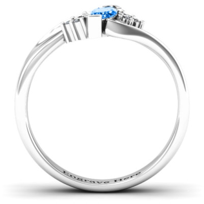 Twisted Marquise Personalised Ring with Shoulder Accents - AMAZINGNECKLACE.COM