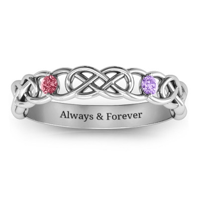 Two-Stone Interwoven Infinity Personalised Ring  - AMAZINGNECKLACE.COM