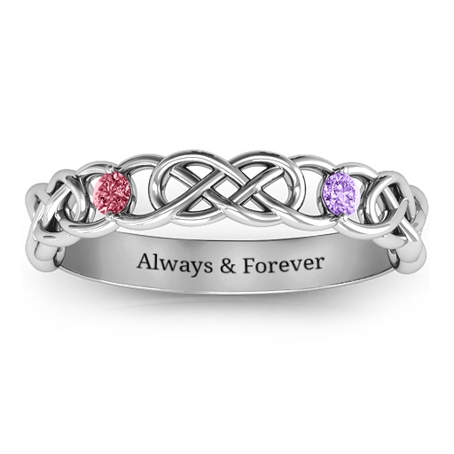Two-Stone Interwoven Infinity Personalised Ring - AMAZINGNECKLACE.COM