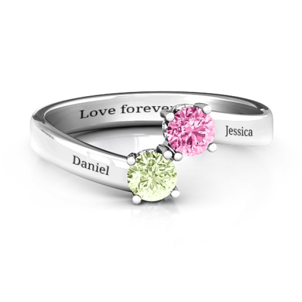 Two Stone Personalised Ring With Filigree Settings  - AMAZINGNECKLACE.COM