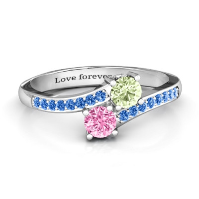 Two Stone Personalised Ring With Sparkling Accents And Filigree Settings  - AMAZINGNECKLACE.COM