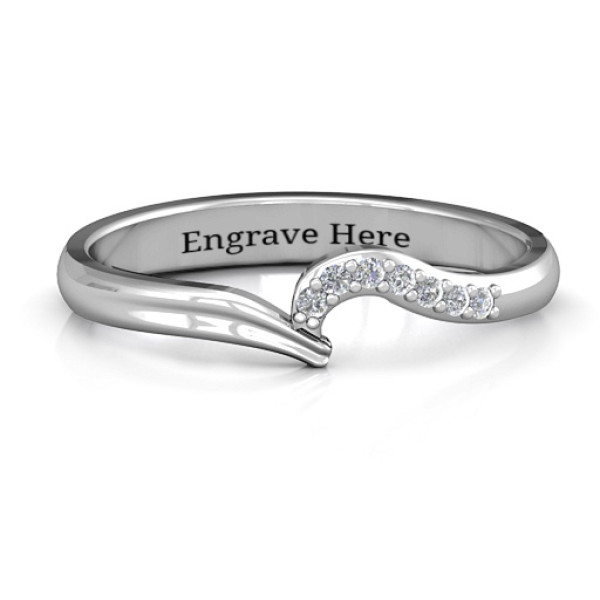 Wave Band Personalised Ring with Stone Accents  - AMAZINGNECKLACE.COM