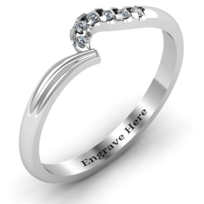 Wave Band Personalised Ring with Stone Accents  - AMAZINGNECKLACE.COM