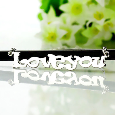 Cute Cartoon Ravie Font 18ct White Gold Plated Name Personalised Necklace - AMAZINGNECKLACE.COM