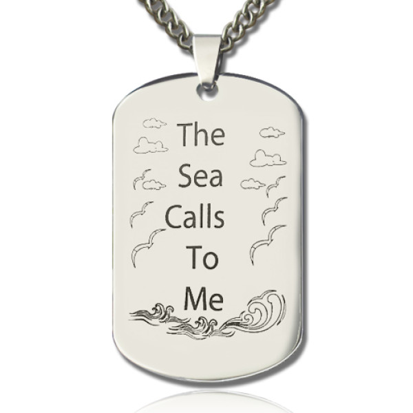 Man's Dog Tag Ocean Theme Name Personalised Necklace - AMAZINGNECKLACE.COM