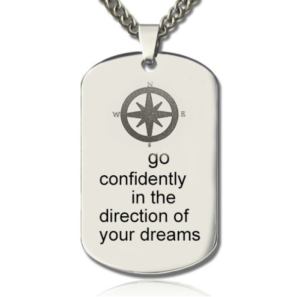 Compass Man's Dog Tag Name Personalised Necklace - AMAZINGNECKLACE.COM