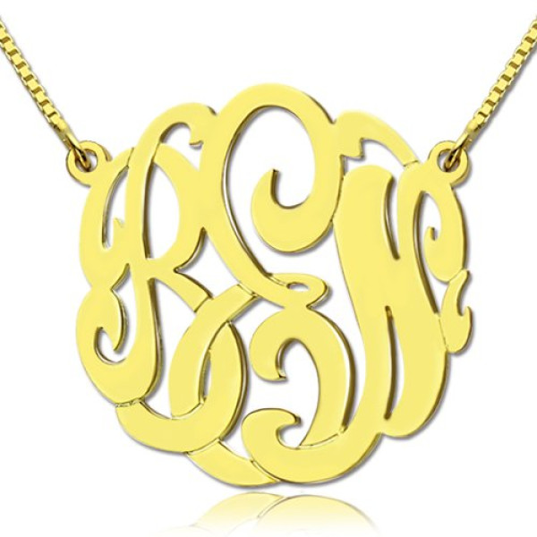 18ct Gold Plated Large Monogram Personalised Necklace Hand-painted - AMAZINGNECKLACE.COM