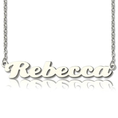 Personalised Sterling Silver Puff Font Namplate Necklace - AMAZINGNECKLACE.COM