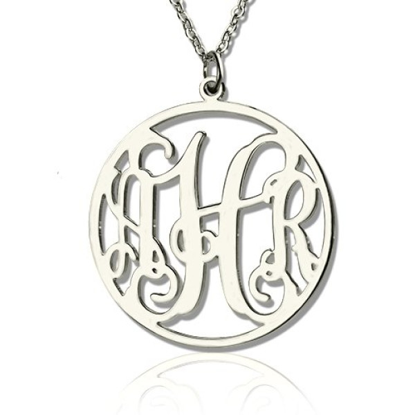 Sterling Silver Circle Monogram Personalised Necklace - AMAZINGNECKLACE.COM