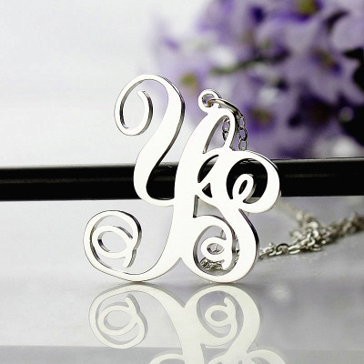 Personalised Sterling Silver 2 Initial Monogram Necklace - AMAZINGNECKLACE.COM