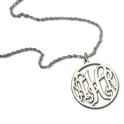 Sterling Silver Circle Monogram Personalised Necklace - AMAZINGNECKLACE.COM