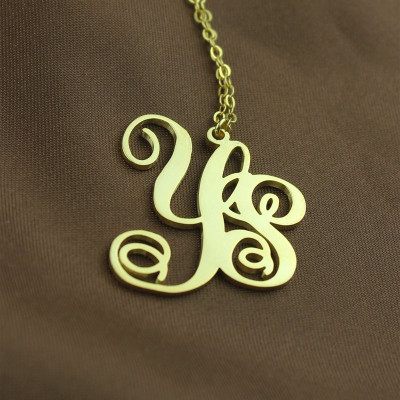 18ct Gold Plated 2 Initial Monogram Personalised Necklace - AMAZINGNECKLACE.COM