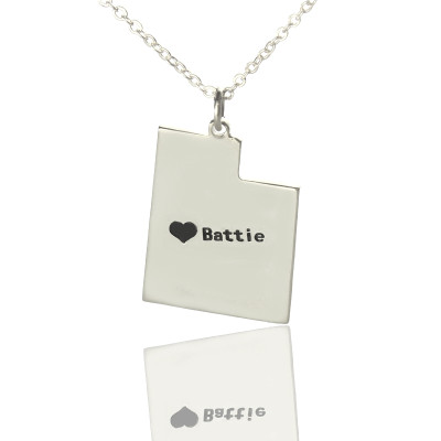 Utah State Personalised Necklaces With Heart  Name Silver - AMAZINGNECKLACE.COM