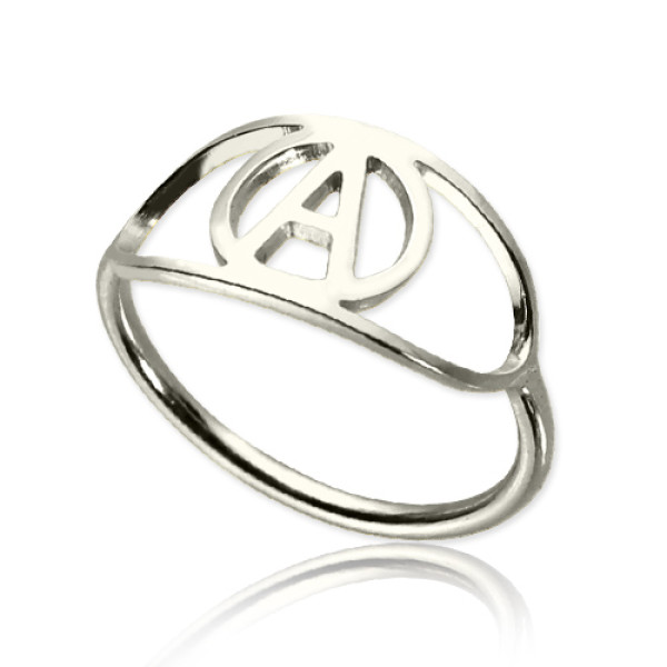 Personalised Eye Rings with Initial Sterling Silver - AMAZINGNECKLACE.COM