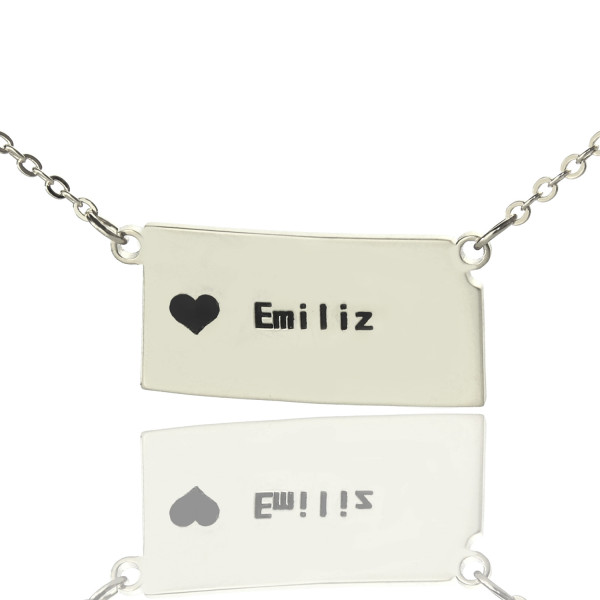 Custom Kansas State Shaped Personalised Necklaces With Heart  Name Silver - AMAZINGNECKLACE.COM