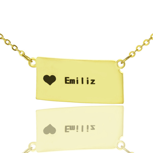 Custom Kansas State Shaped Personalised Necklaces With Heart  Name Gold Plated - AMAZINGNECKLACE.COM