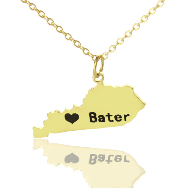 Custom Kentucky State Shaped Personalised Necklaces With Heart  Name Gold Plated - AMAZINGNECKLACE.COM