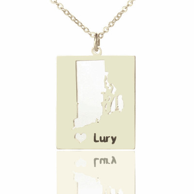 Personalised Rhode State Dog Tag With Heart  Name Silver - AMAZINGNECKLACE.COM