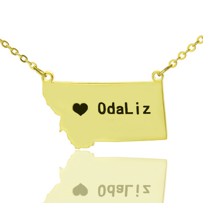 Custom Montana State Shaped Personalised Necklaces With Heart  Name Gold Plated - AMAZINGNECKLACE.COM