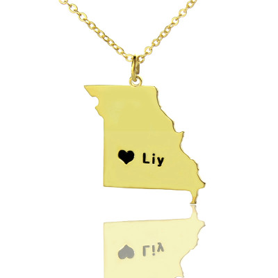 Custom Missouri State Shaped Personalised Necklaces With Heart  Name Gold Plated - AMAZINGNECKLACE.COM