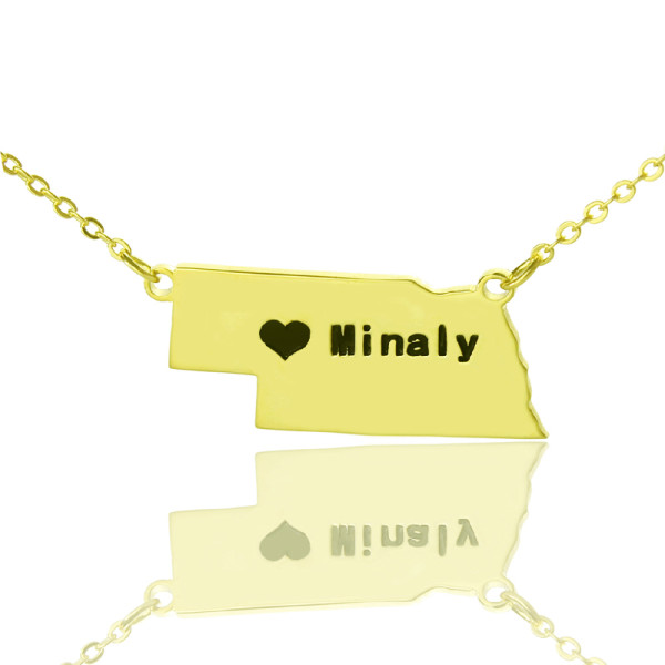Custom Nebraska State Shaped Personalised Necklaces With Heart  Name Gold Plated - AMAZINGNECKLACE.COM
