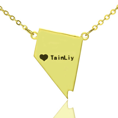 Custom Nevada State Shaped Personalised Necklaces With Heart  Name Gold Plated - AMAZINGNECKLACE.COM