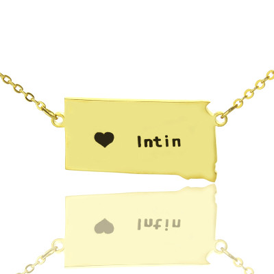 South Dakota State Shaped Personalised Necklaces With Heart  Name Gold Plated - AMAZINGNECKLACE.COM