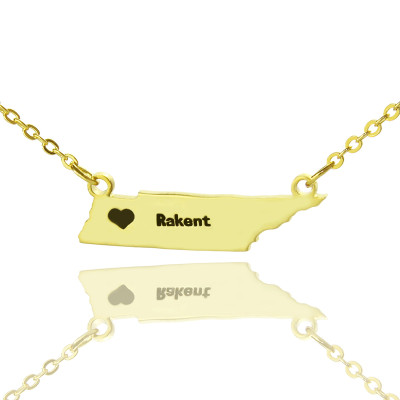 Custom Tennessee State Shaped Personalised Necklaces With Heart  Name Gold Plated - AMAZINGNECKLACE.COM