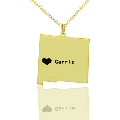 Custom New Mexico State Shaped Personalised Necklaces With Heart  Name Gold Plate - AMAZINGNECKLACE.COM