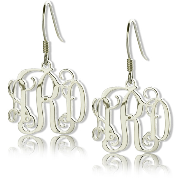 Personalised Sterling Silver Monogram Earrings - AMAZINGNECKLACE.COM