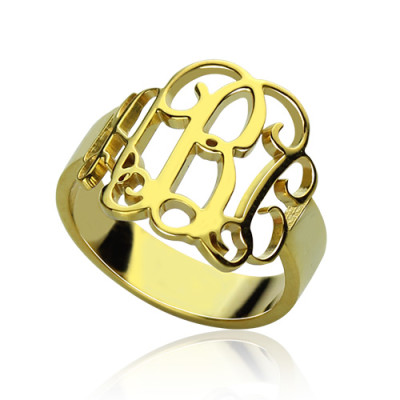 18ct Gold Plated Monogram Personalised Ring Cut Out - AMAZINGNECKLACE.COM