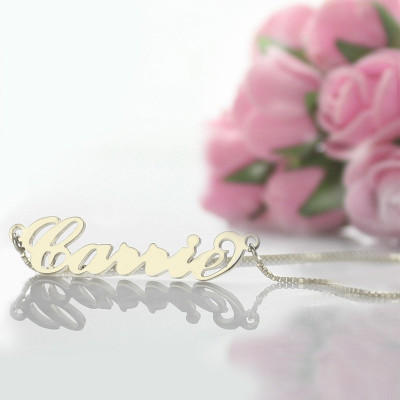 Personalised Carrie Name Necklace Silver - Box Chain - AMAZINGNECKLACE.COM