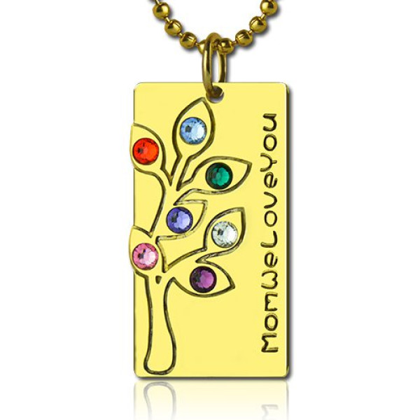 Mothers Birthstone Family Tree Personalised Necklace Sterling Silver  - AMAZINGNECKLACE.COM