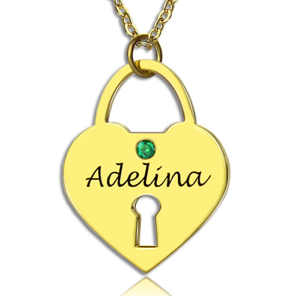 I Love You Heart Lock Keepsake Personalised Necklace With Name 18ct Gold Plated - AMAZINGNECKLACE.COM