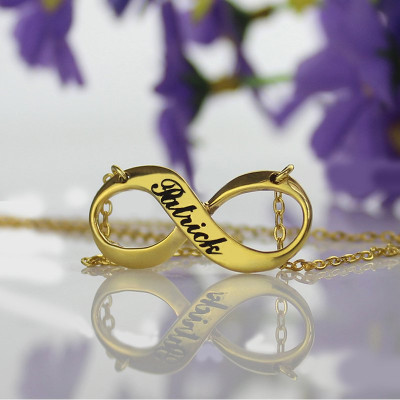 Infinity Symbol Jewellery Personalised Necklace Engraved Name 18ct Gold Plated - AMAZINGNECKLACE.COM