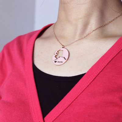 Custom Alaska Disc State Personalised Necklaces With Heart  Name Rose Gold - AMAZINGNECKLACE.COM