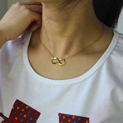 Infinity Symbol Jewellery Personalised Necklace Engraved Name 18ct Gold Plated - AMAZINGNECKLACE.COM