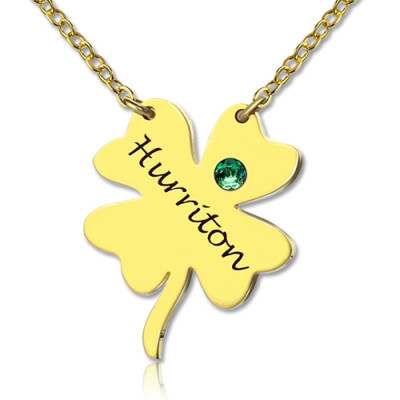 Good Luck Things - Clover Personalised Necklace 18ct Gold Plated - AMAZINGNECKLACE.COM