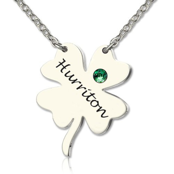 Clover Good Luck Charms Shamrocks Personalised Necklace Sterling Silver - AMAZINGNECKLACE.COM