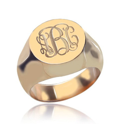 CIrcle Designs Signet Monogram Initial Personalised Ring Rose Gold - AMAZINGNECKLACE.COM