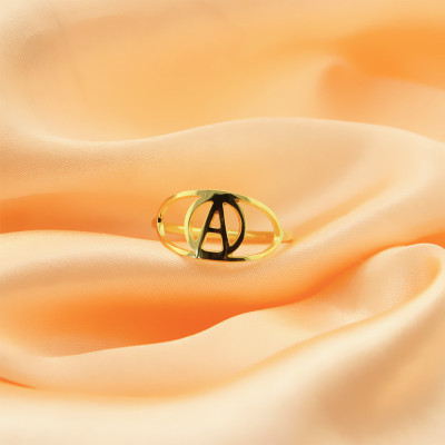 Personalised Eye Rings with Initial 18ct Gold Plated - AMAZINGNECKLACE.COM