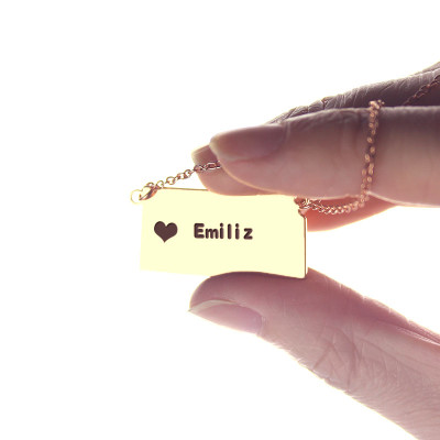 Custom Kansas State Shaped Personalised Necklaces With Heart  Name Rose Gold - AMAZINGNECKLACE.COM
