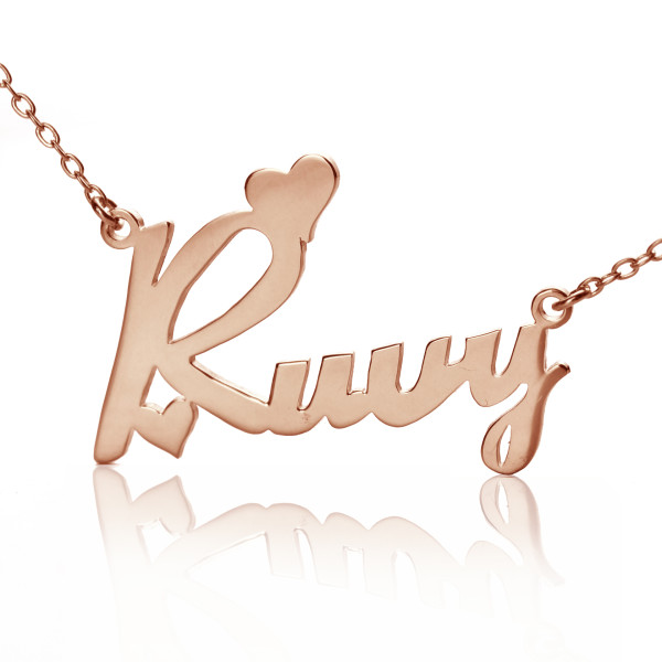 Personalised 18ct Rose Gold Plated Fiolex Girls Fonts Heart Name Necklace - AMAZINGNECKLACE.COM