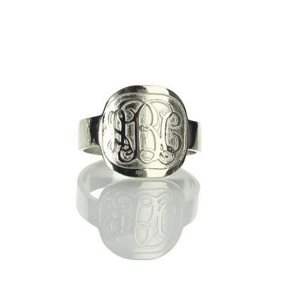 Engraved Designs Monogram Personalised Ring Sterling Silver - AMAZINGNECKLACE.COM