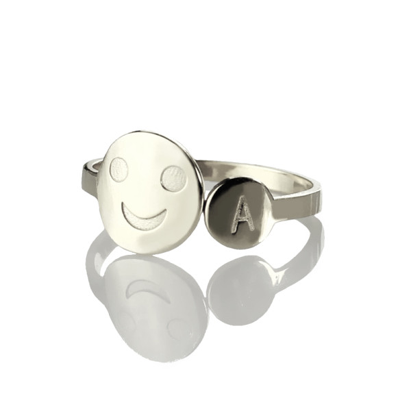 Personalised Smile Ring with Initial Sterling Silver - AMAZINGNECKLACE.COM