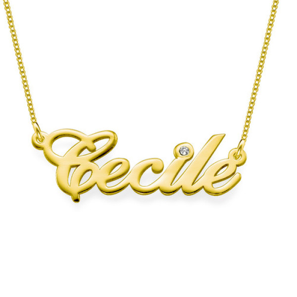 18ct Gold and Diamond Name Personalised Necklace - AMAZINGNECKLACE.COM