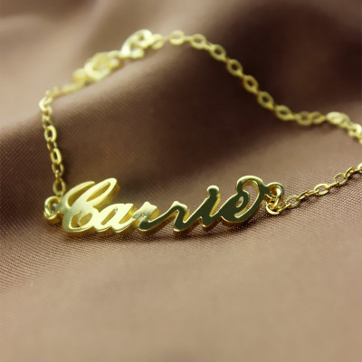 Personalised 18ct Gold Plated Carrie Name Bracelet - AMAZINGNECKLACE.COM